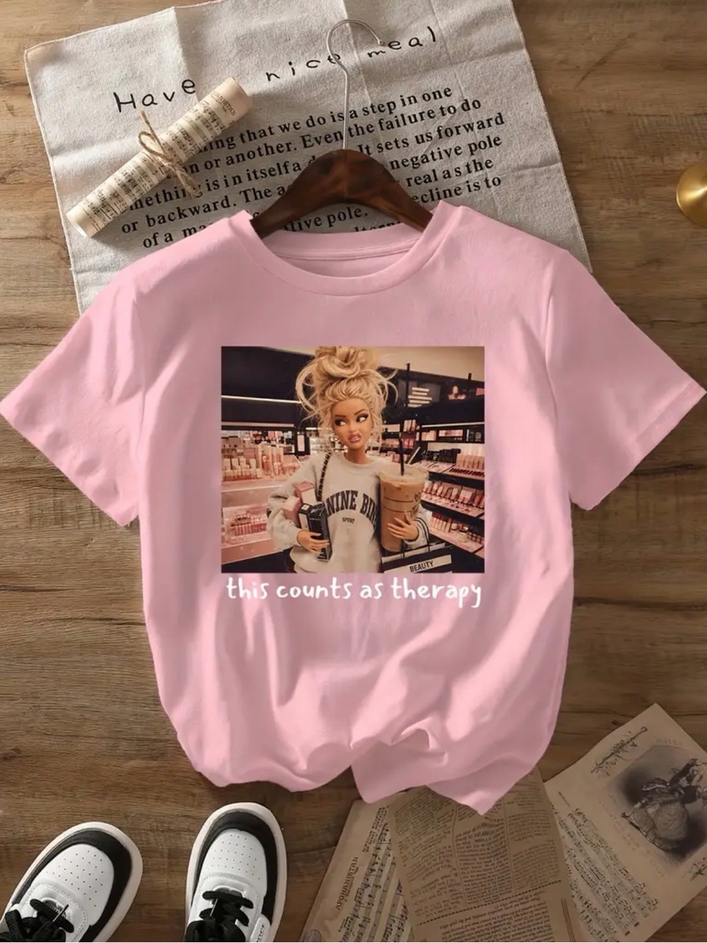 Pink Graphic Tee "This Counts as Therapy"